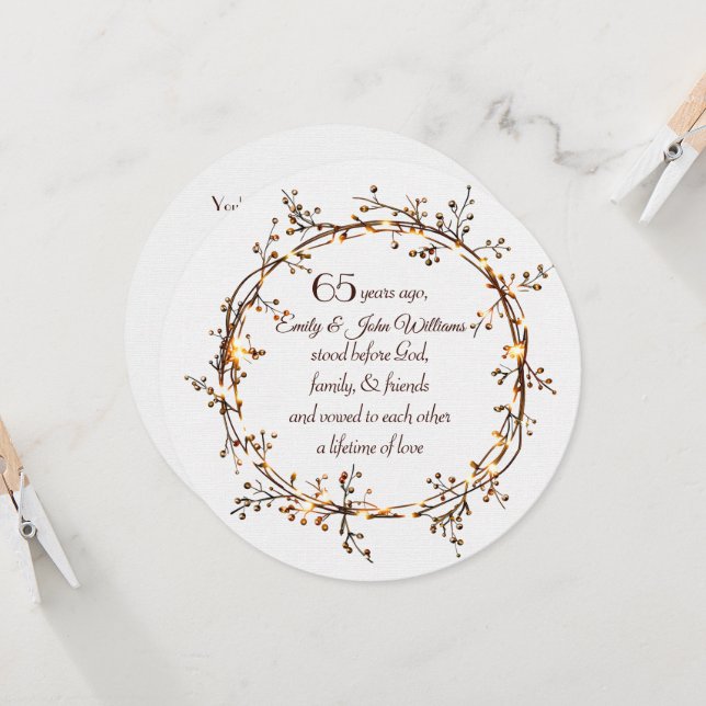 65e Årsdag Party Glowing Autumn Berry Wansen Inbjudningar (Fram/Back In Situ)