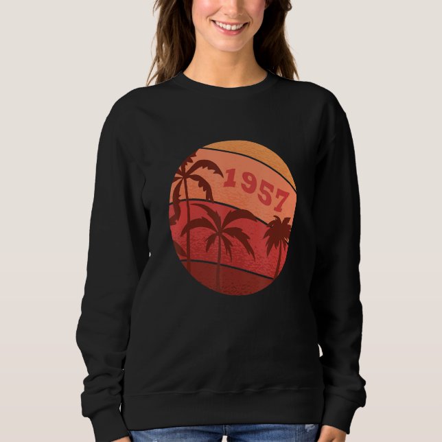 65e-årsdagen Classic Retro Handflatan Sunset Birth T Shirt (Framsida)