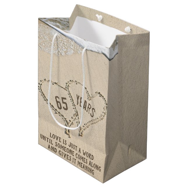 65e Beach Hearts Medium Gift Bag (Framsidan Vinklad)