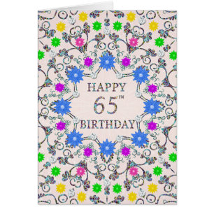 65e Birthday Abstrakt Flowers  Hälsningskort