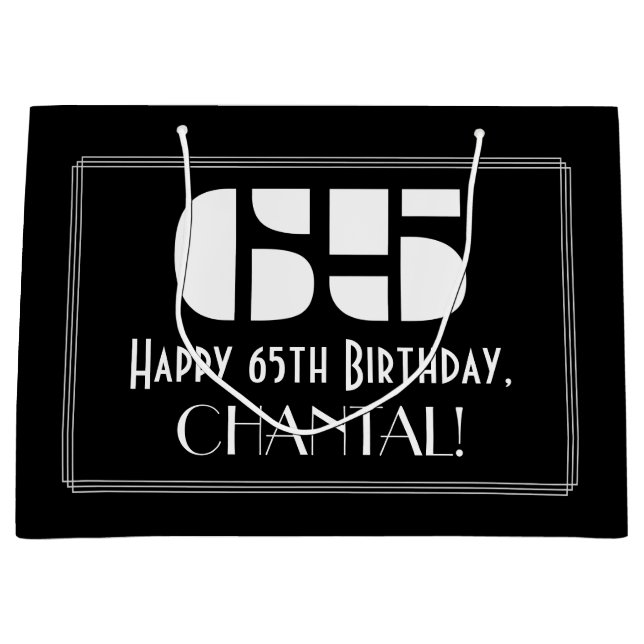 65e Birthday ~ Art Deco Inspired Titta "65" + Namn (Framsidan)