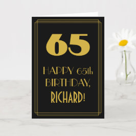 65e Birthday ~ Art Deco Inspired Titta "65" & Namn Kort