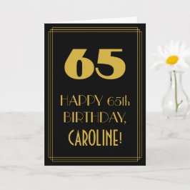 65e Birthday - Art Deco Inspired Titta "65" & Namn Kort