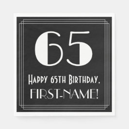65e Birthday ~ Art Deco Inspired Titta "65", Namn Pappersservett