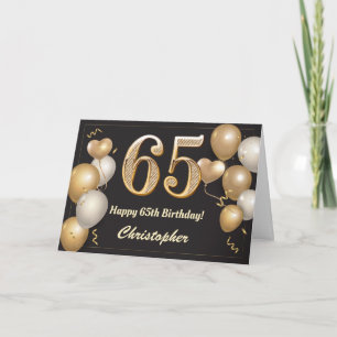 65e Birthday Black and Guld Ballothday Birthday Kort
