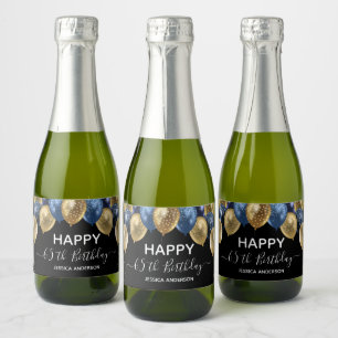 65e Birthday Blue och Guld Bubbar
