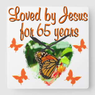 65E BIRTHDAY BUTTERFLY FYRKANTIG KLOCKA