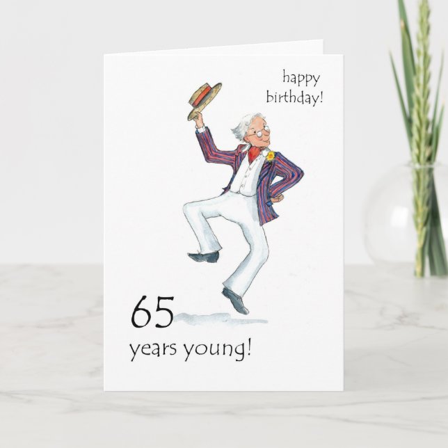 65e Birthday Card - Man Dancing Kort (Framsida)