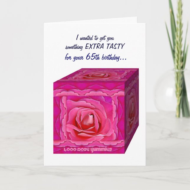 65e BIrthday Card - Ro Gift Box - FUNNY Kort (Framsida)