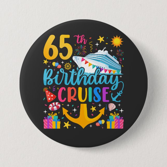65e Birthday Cruise B Day Party Round Knapp (Framsida)