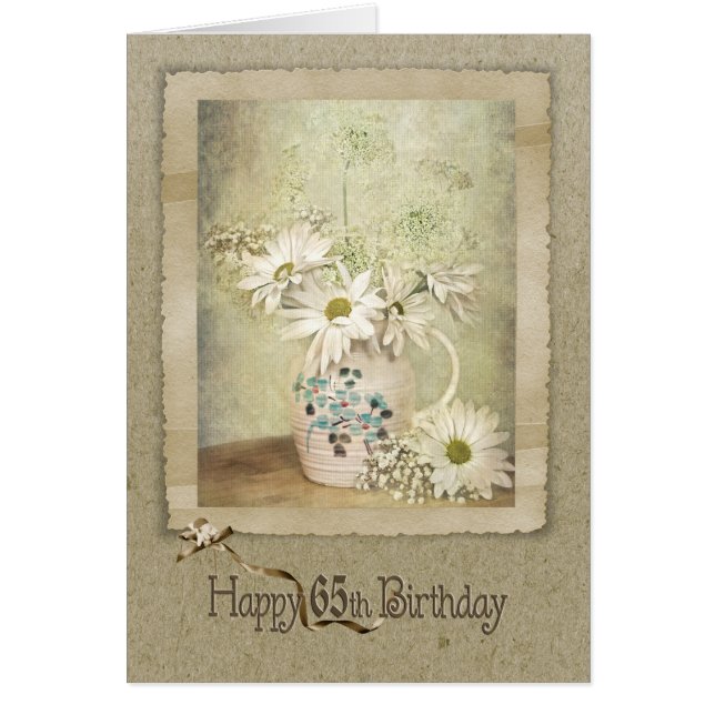 65e Birthday Daisy Bouquet Hälsningskort (Framsidan)