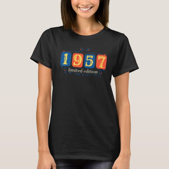 65e Birthday Dam Manar 65 Years 1957 T Shirt (Framsida)
