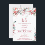 65e Birthday Elegant Winter Berry Botanical Inbjudningar<br><div class="desc">Inbjudan dina gäster till en speciell vinter- eller julfödelsedagsfest med den här elegantens rödbären och sadelns blommigt för grönt. Djupa röda bär förvaras i löv och grenar. Röd text bidrar till festiveringen. Det här objektet är en del av Winter Berry-samlingen. Den innehåller mallar som du kan använda för att snabbt...</div>