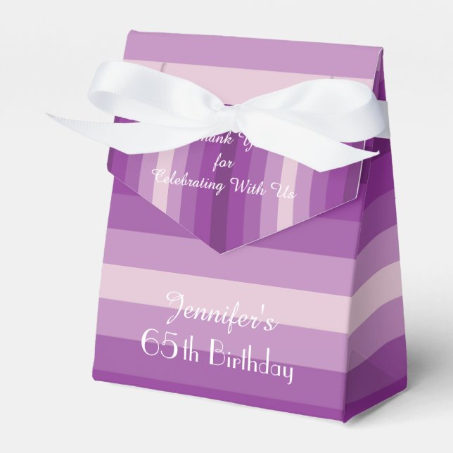 65e Birthday Favor Box, Lila Rand Presentaskar (Framsidan Sidan)