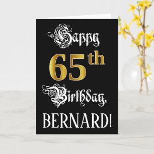 65e Birthday - Finare Script; Faux Guld Titta; Nam Kort
