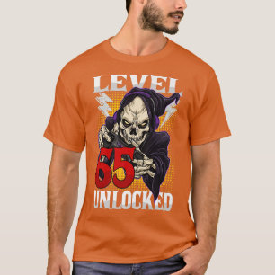 65e Birthday Gamer Skeleton Level 65 Olåst Gam T Shirt