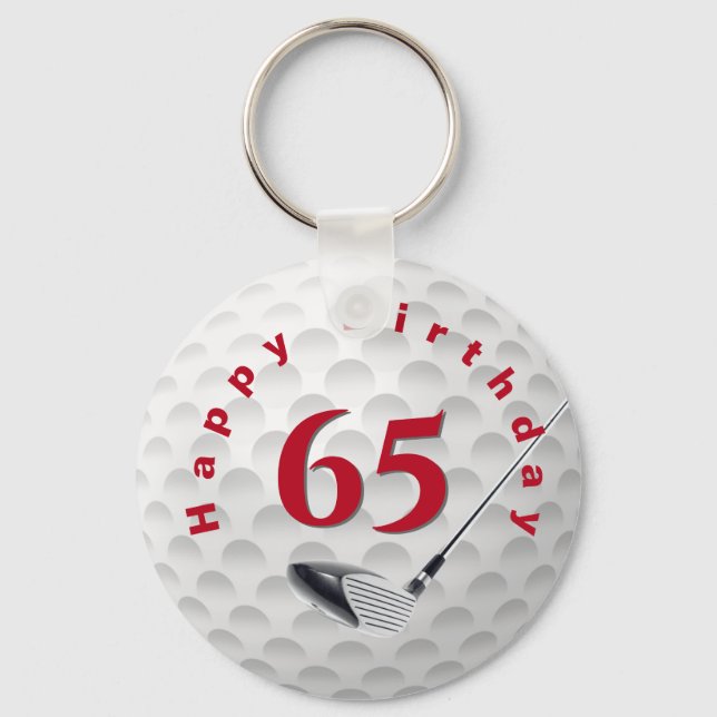 65e Birthday Golf Boll Nyckelring (Framsida)