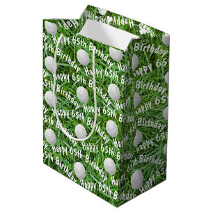 65e Birthday Golf Bollar on Grass Medium Gift Bag