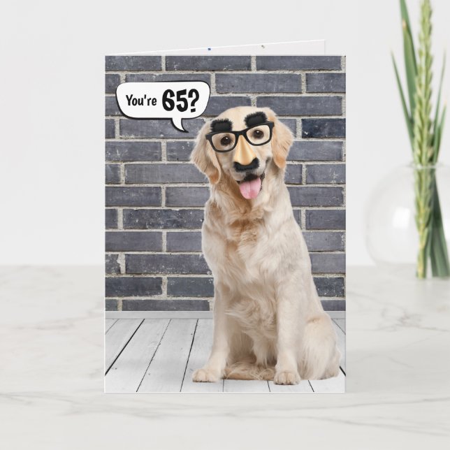 65e Birthday Lustigt Golden Retriever-kort Kort (Framsida)
