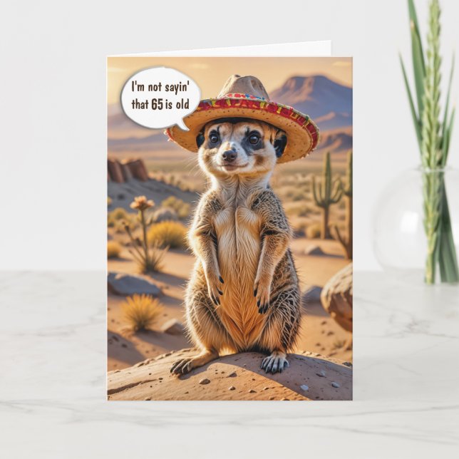 65e Birthday Meerkat Wearing a Sombrero Kort (Framsida)