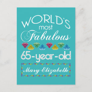 65e Birthday Mest Fabulous Colorful Gems Turquis Vykort