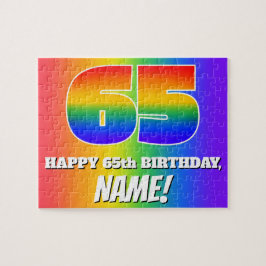65e Birthday - Multicolor Rainbow Mönster ’65’ Pussel