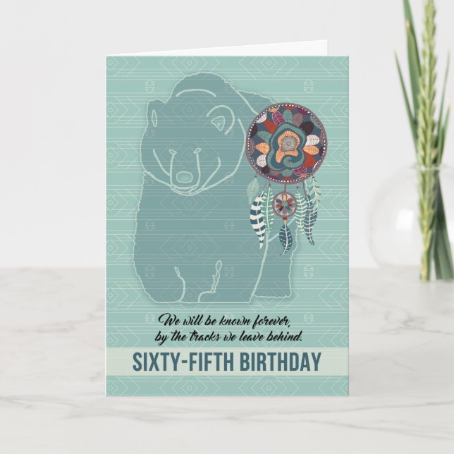 65e Birthday Native American Bear Kort (Framsida)