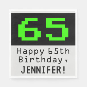 65e Birthday - Nerdy / Geeky Stil "65" & Namn Pappersservett