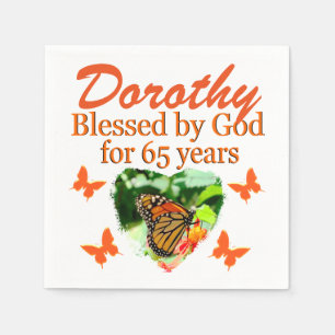 65E BIRTHDAY PERSONLIG BUTTERFLY NAPKINS PAPPERSSERVETT