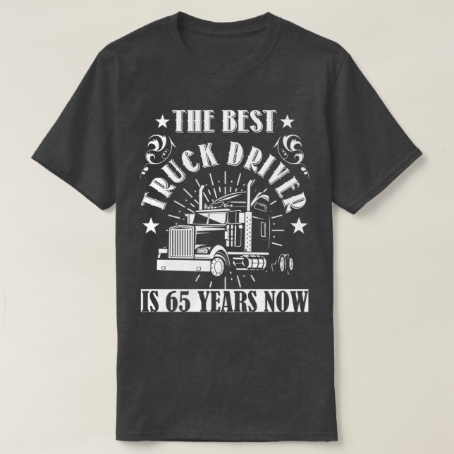 65e Birthday Present Lastbil Driver 65 år Lastbila T Shirt (Design framsida)