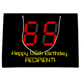 65e Birthday: Red Digital Clock Stil "65" + Namn