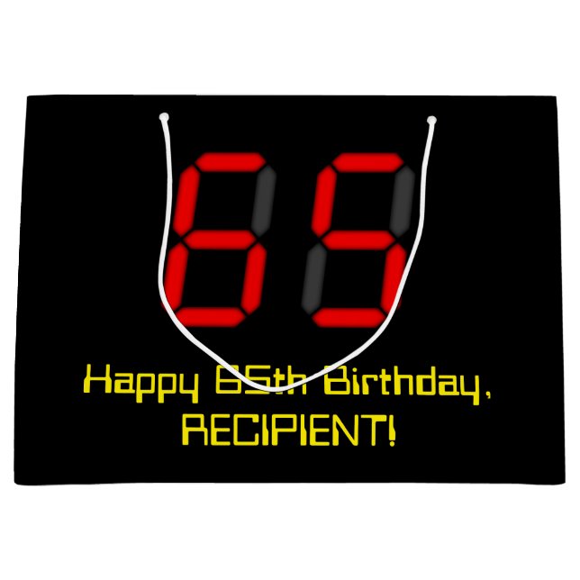 65e Birthday: Red Digital Clock Stil "65" + Namn (Framsidan)