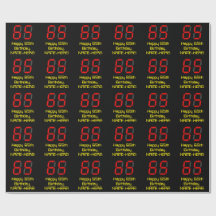 65e Birthday: Red Digital Clock Stil "65" + Namn