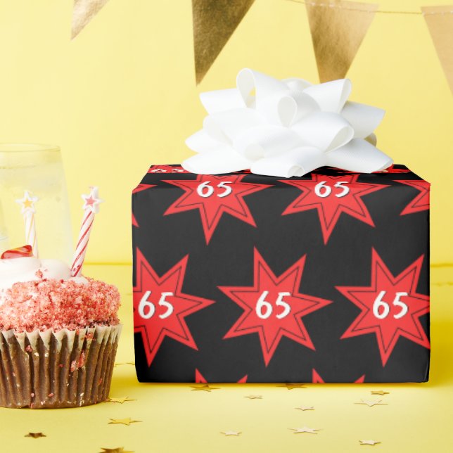 65e Birthday Red Star Presentpapper (Födelsedagsfest)