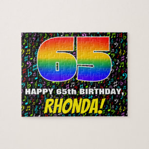65e Birthday - Roligt, Colorful Music Symbols & "6 Pussel