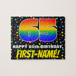 65e Birthday - Roligt, Colorful Star Fält Mönster Pussel