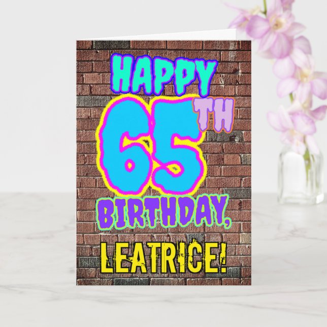 65e Birthday - Roligt, Urban Graffiti Inspired loo Kort (Orkide)