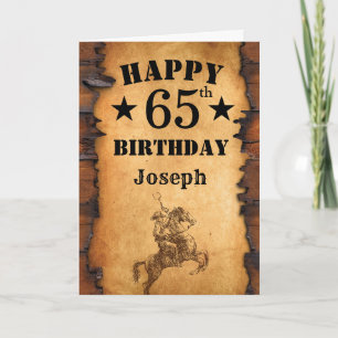65e Birthday Rustic Land Western Cowboyhorse Kort