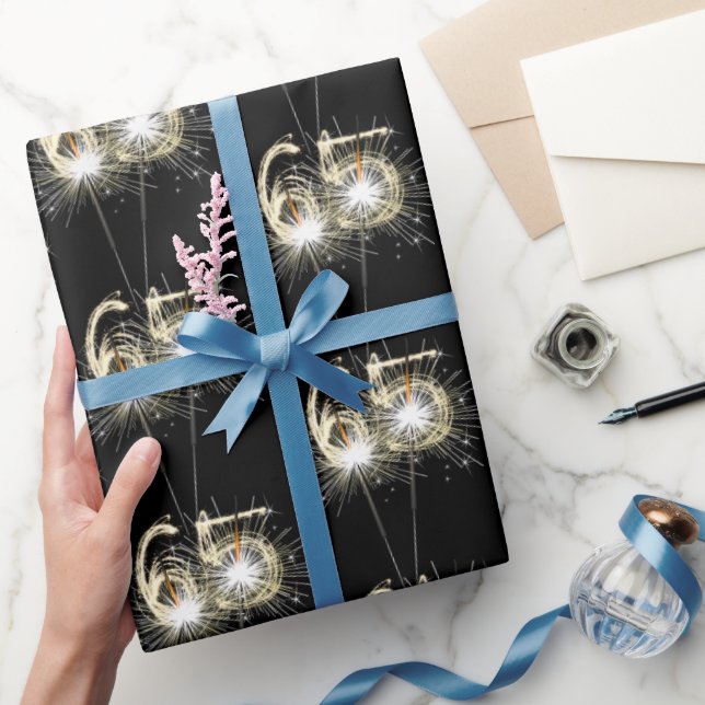 65e Birthday Sparklers på Black Presentpapper (Gifting)