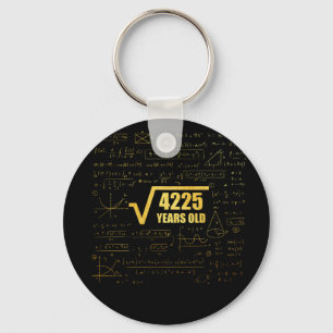 65e Birthday Square Root of 4225 65 Years Old Nyckelring