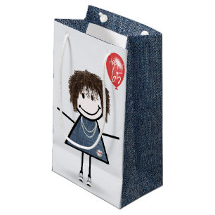 65e Birthday Stick figur Girl med Balloon