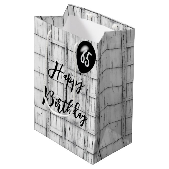 65e Birthday Symmetrical Rustic Wood Mönster (Framsidan Vinklad)