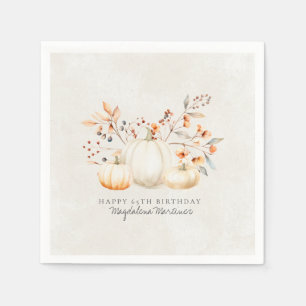 65e Birthday White Pumpkin Höst löv Anpassningsbar Pappersservett