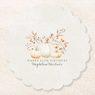 65e Birthday White Pumpkin Höst löv Anpassningsbar Underlägg Papper