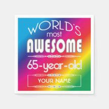 65e Birthday Worlds Best Fabulous Rainbow