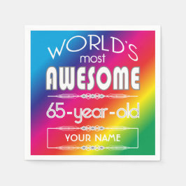 65e Birthday Worlds Best Fabulous Rainbow Pappersservett