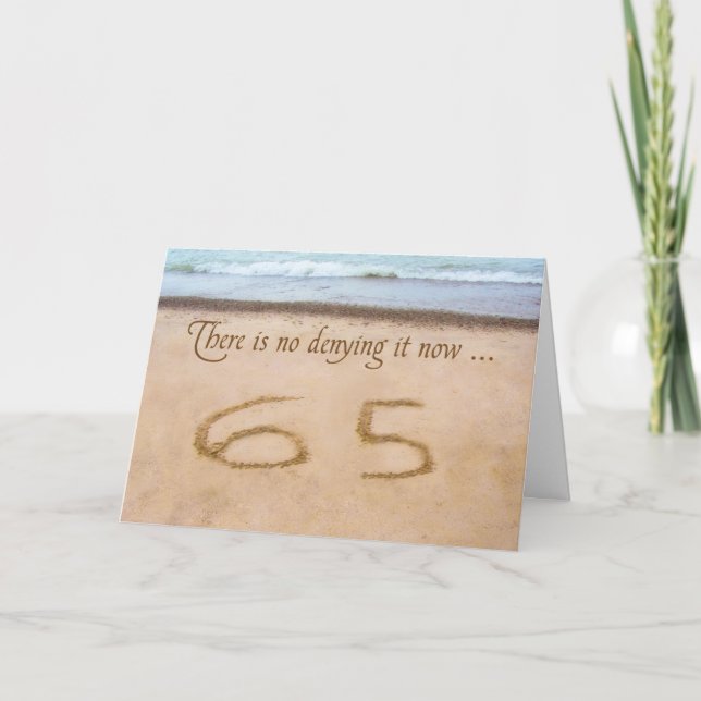 65e Birthday Writin Sand Seashore Kort (Framsida)