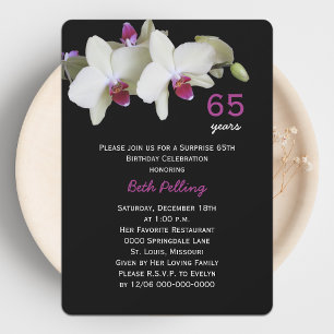 65e Blommigt för förvånande Födelsedagsfest Orchid Inbjudningar