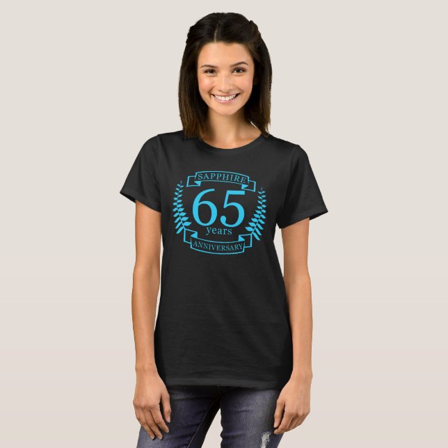 65e Bröllop ANNIVERSARY SAPPHIRE T Shirt (Hel framsida)