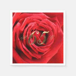 65e Bröllop-årsdagen Röd ros Heart Elegant Pappersservett